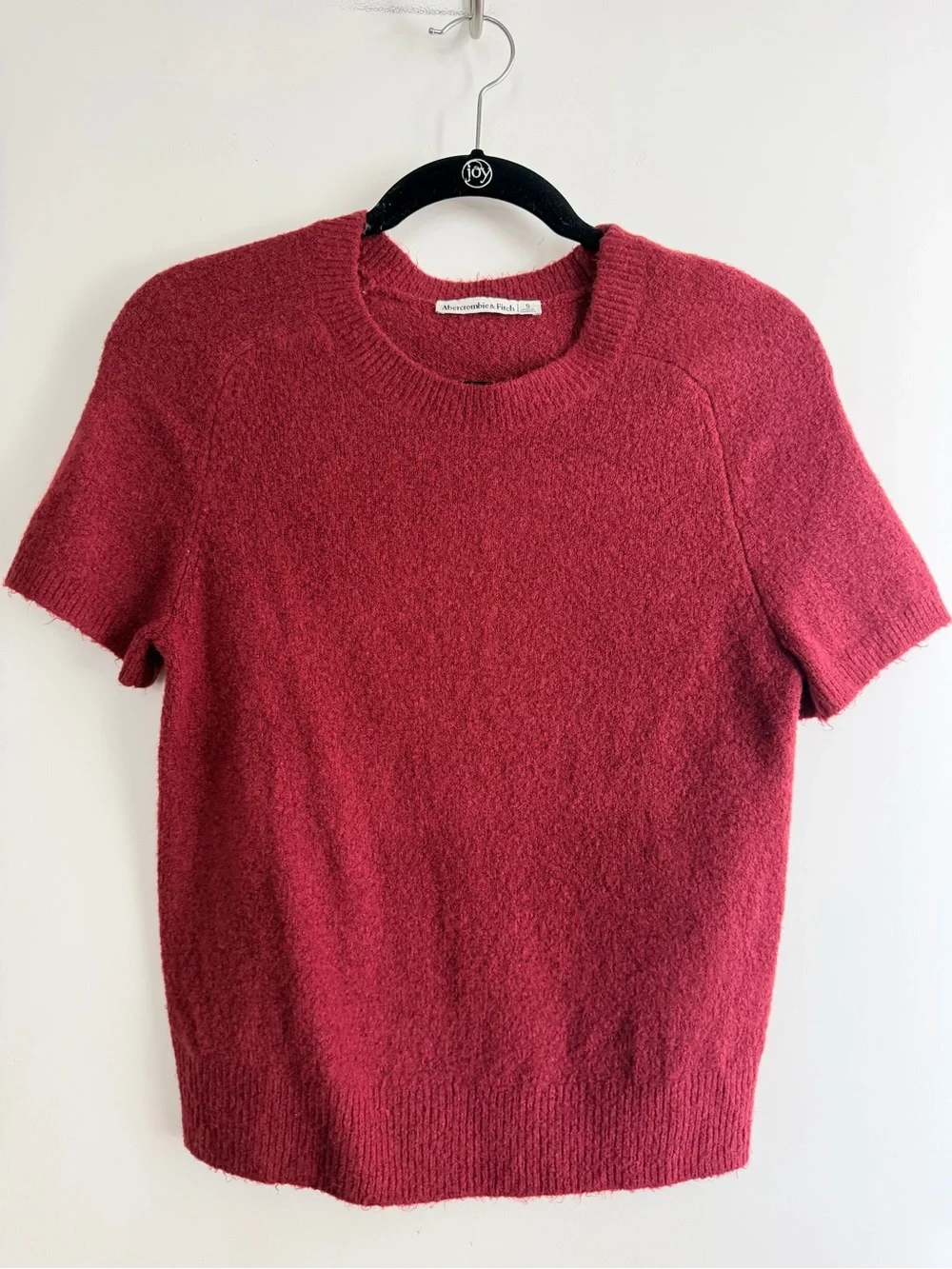 Abercrombie Merino Wool Blend Sweater Tee Burgundy S - Picture 3 of 4